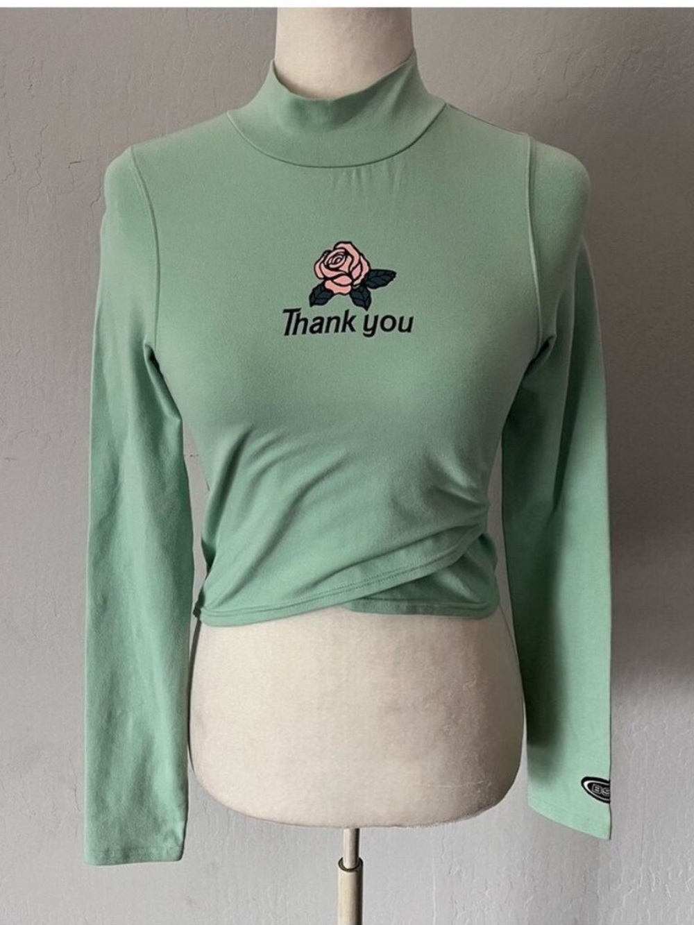BSR by Samii Ryan Mint Green ‘Thank You’ Crop Top - Size Medium